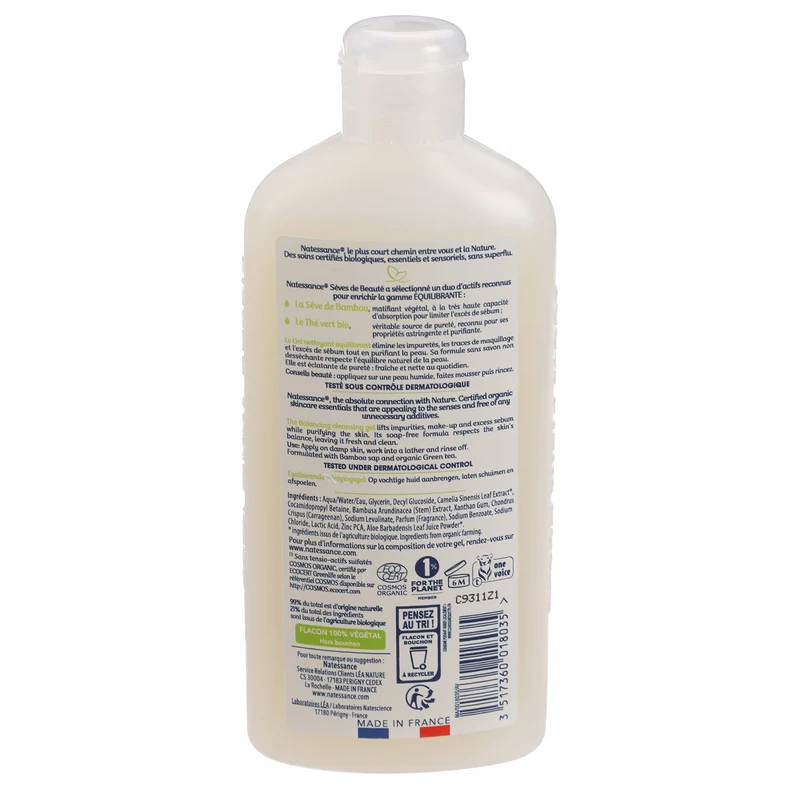 Gel nettoyant équilibrant bambou et thé vert bio