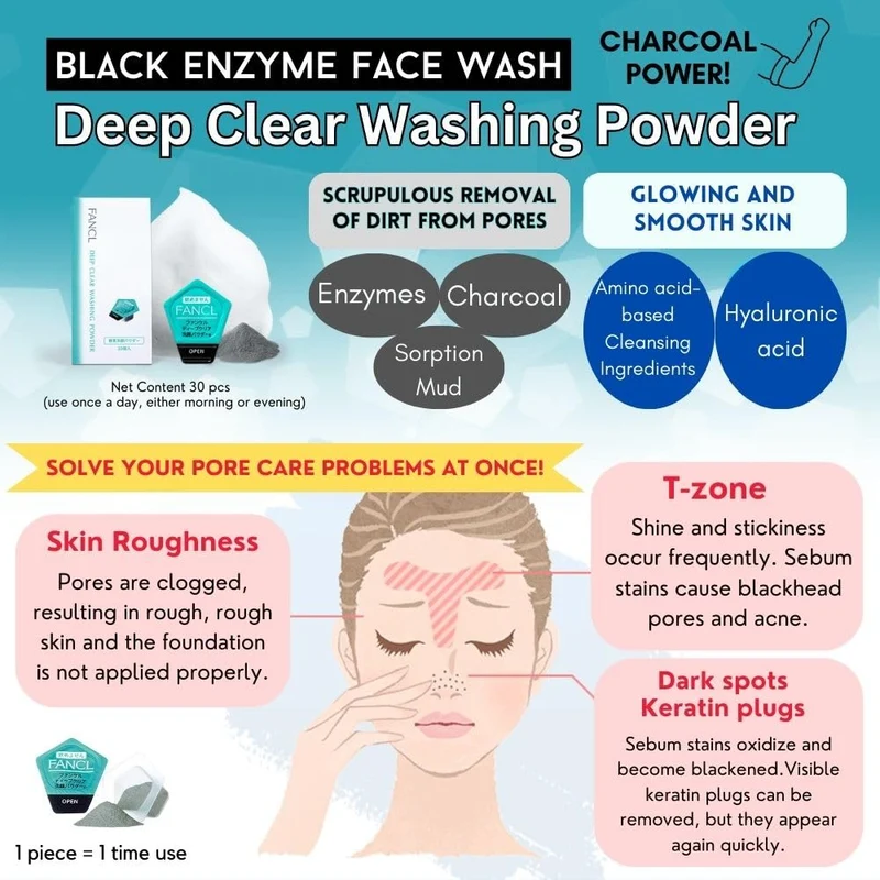 FANCL Deep Clear Face Wash Powder 30-Piece Set for Radiant Skin
