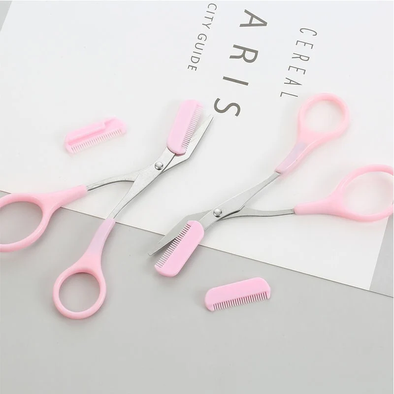 SHARPMATE - Forbici per sopracciglia in acciaio inossidabile con rifinitore a mini pettine