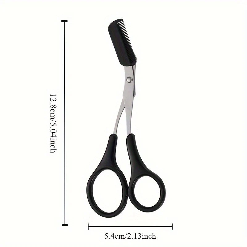SHARPMATE - Forbici per sopracciglia in acciaio inossidabile con rifinitore a mini pettine