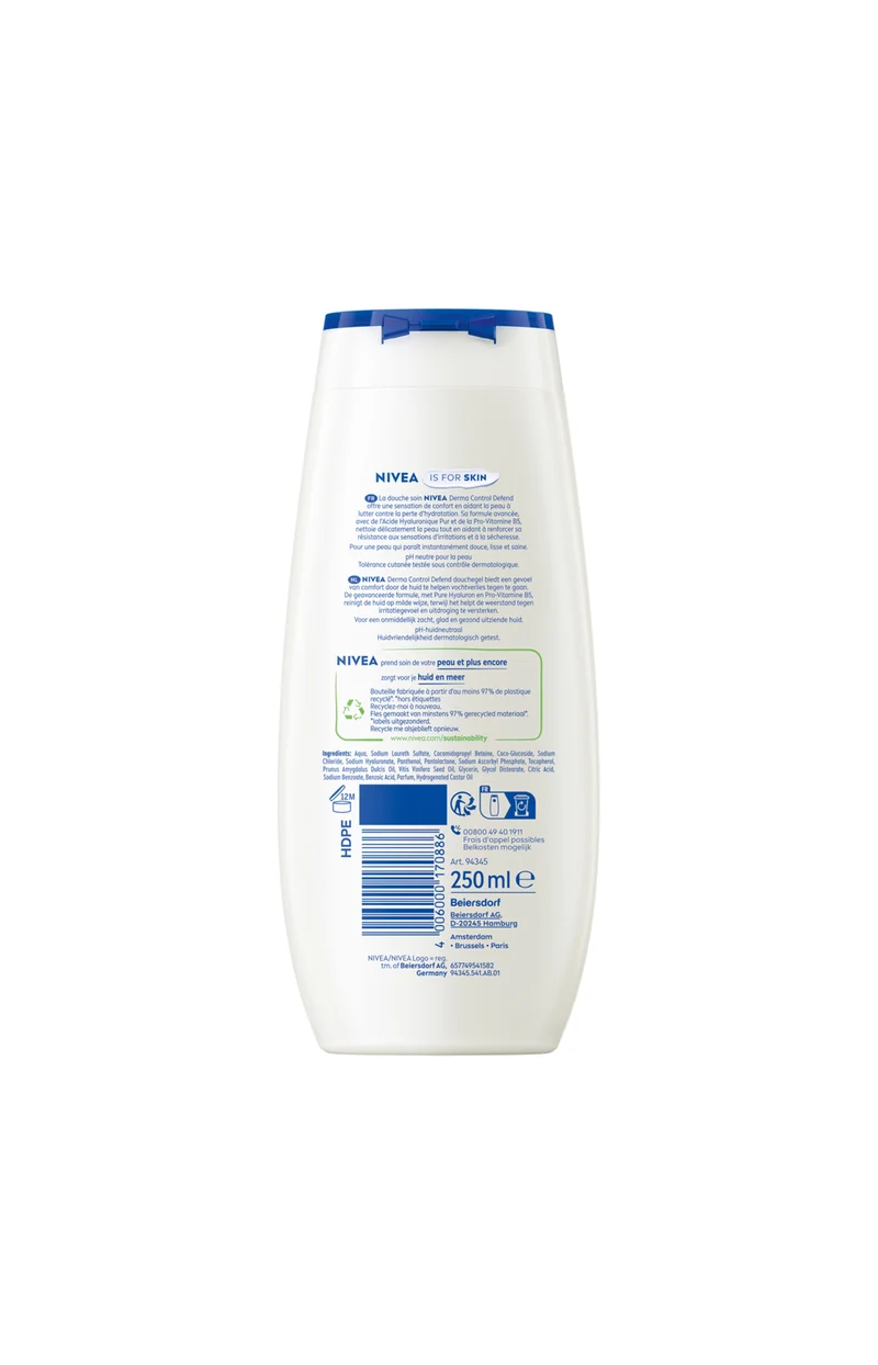 Gel douche soin - Derma Control Defend - Corps & visage - 250 ml