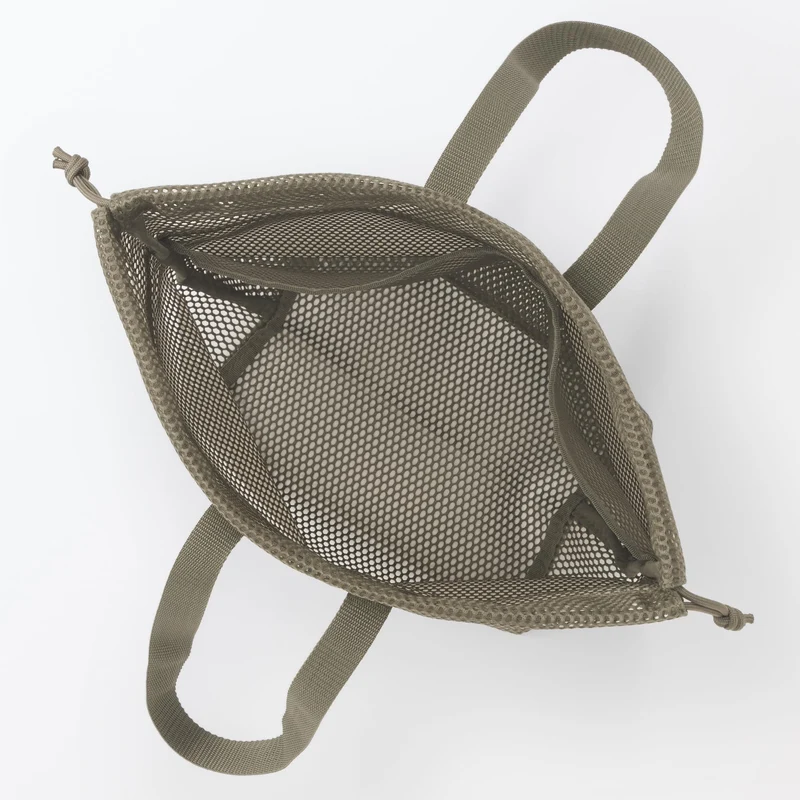 MUJI 3D Mesh Drawstring Bag with Handle Khaki M 33×13×31cm