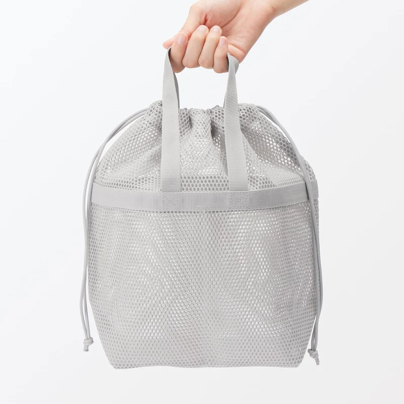 MUJI 3D Mesh Drawstring Bag with Handles Gray M 33×13×31cm