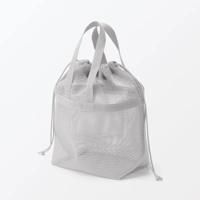 MUJI 3D Mesh Drawstring Bag with Handles Gray M 33×13×31cm