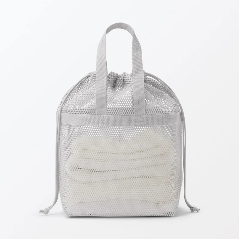 MUJI 3D Mesh Drawstring Bag with Handles Gray M 33×13×31cm