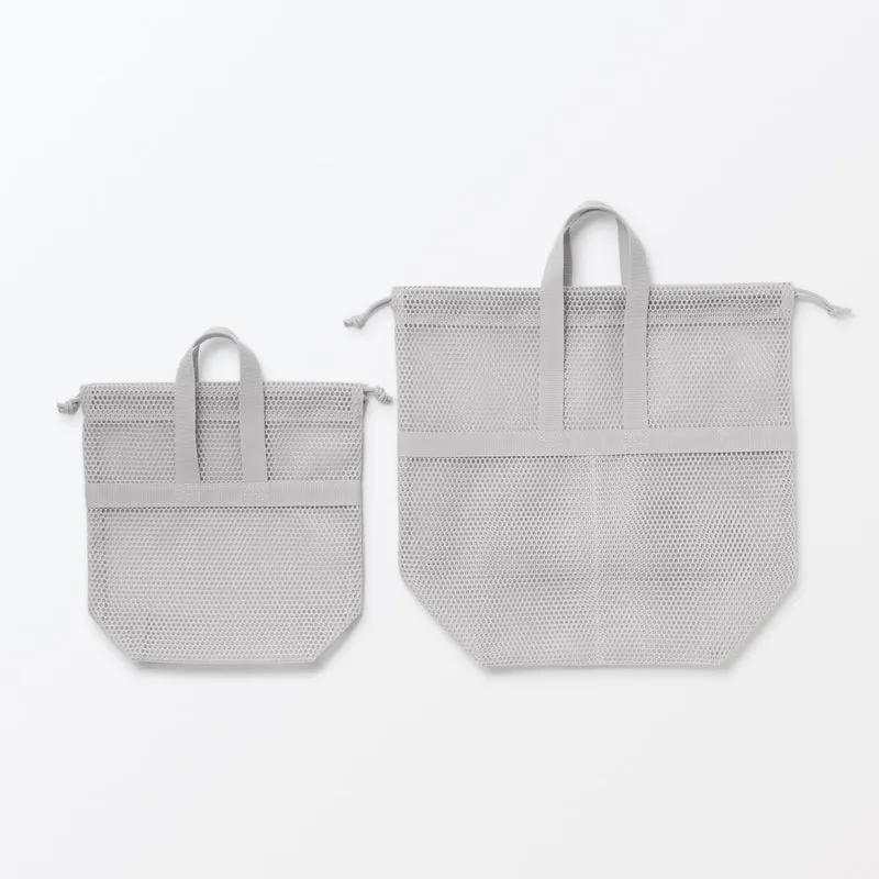 MUJI 3D Mesh Drawstring Bag with Handles Gray M 33×13×31cm