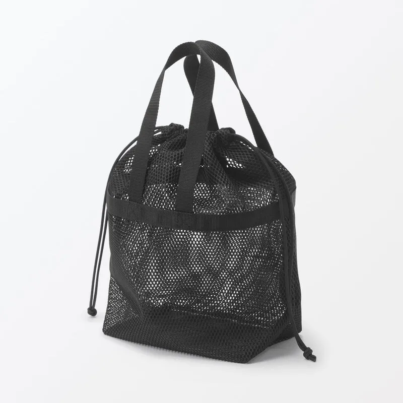 MUJI 3D Mesh Drawstring Bag with Handle Black M 33×13×31cm