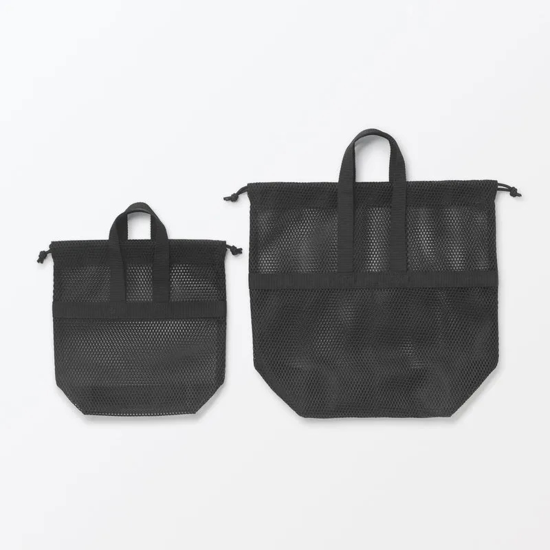 MUJI 3D Mesh Drawstring Bag with Handle Black M 33×13×31cm