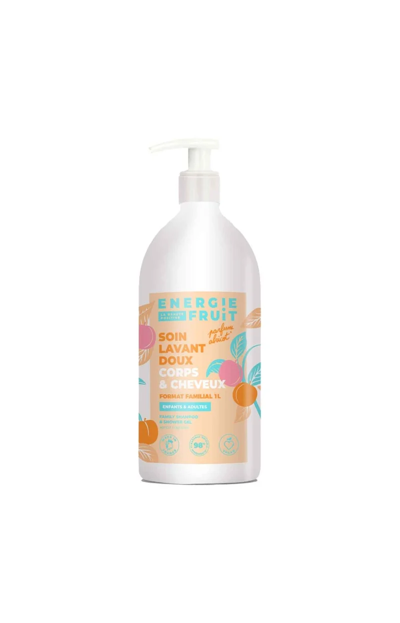 Shampoing 3-en 1 - Abricot & glycérine - Corps & cheveux - Enfants & adultes - 1 L