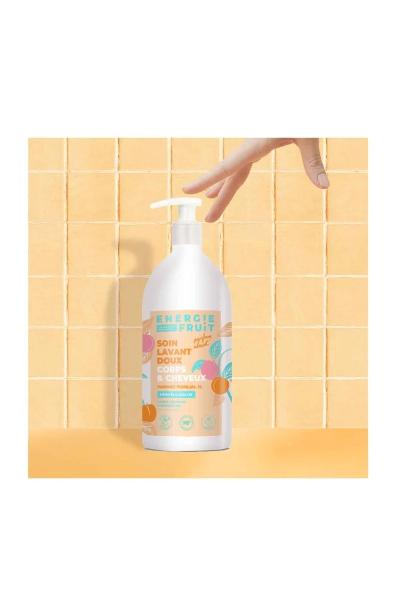 Shampoing 3-en 1 - Abricot & glycérine - Corps & cheveux - Enfants & adultes - 1 L