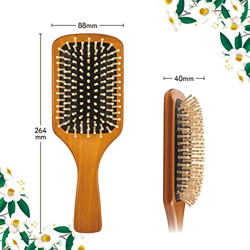 KAI Hime Camellia Paddle Brush Hair Brush Scalp Comb Brown