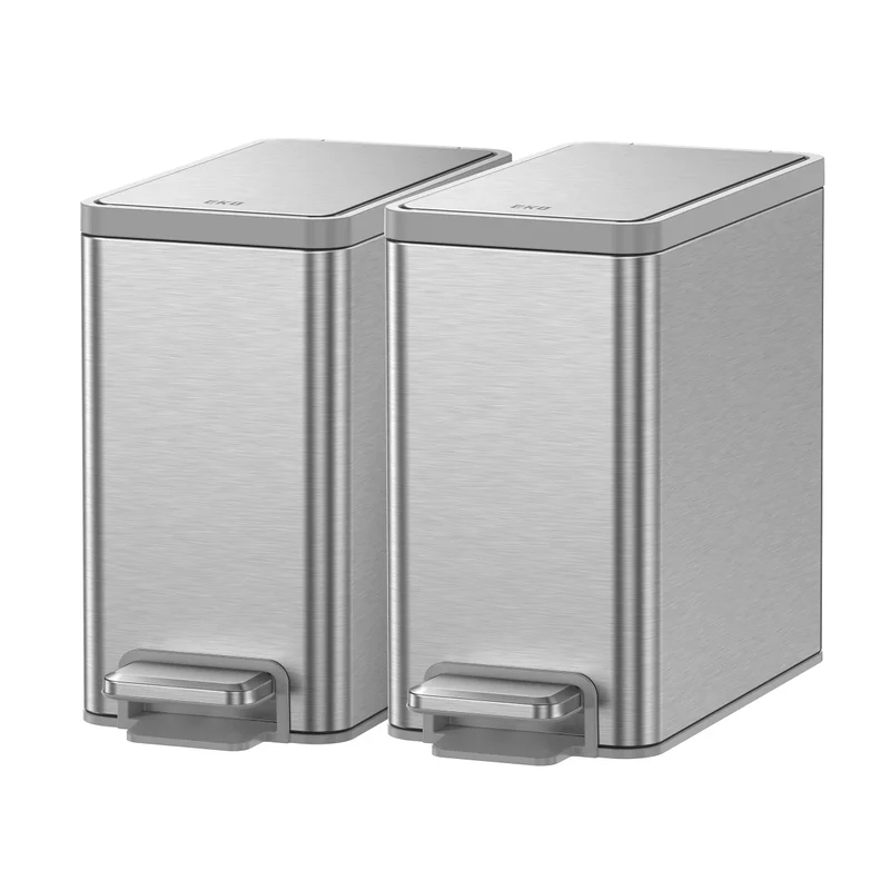 EKO - Paquet de 2 Poubelles à Pédale en Acier Inoxydable