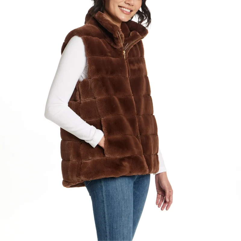 WEATHERPROOF- Veste Sans Manche en Similifourrure Pour Femme