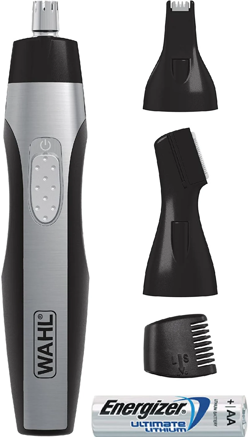 Tondeuse de finition, lumineuse, à batterie pour nez / oreilles / sourcils, Wahl