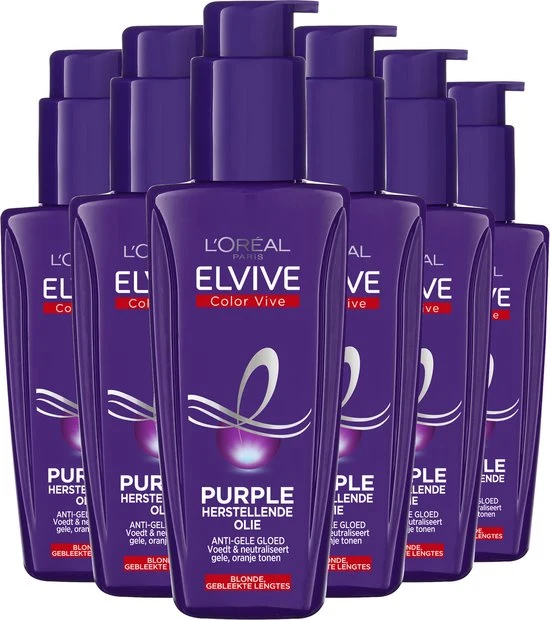 6 x L’Oréal Paris Elvive Color Vive Purple Oil Serum - Blond & Grijs haar - 100ml