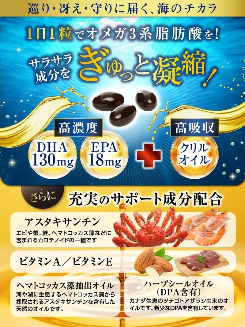 Sukoyaka no Mori Omega 3 DHA EPA with Coenzyme Q10 Supplement 30-Day