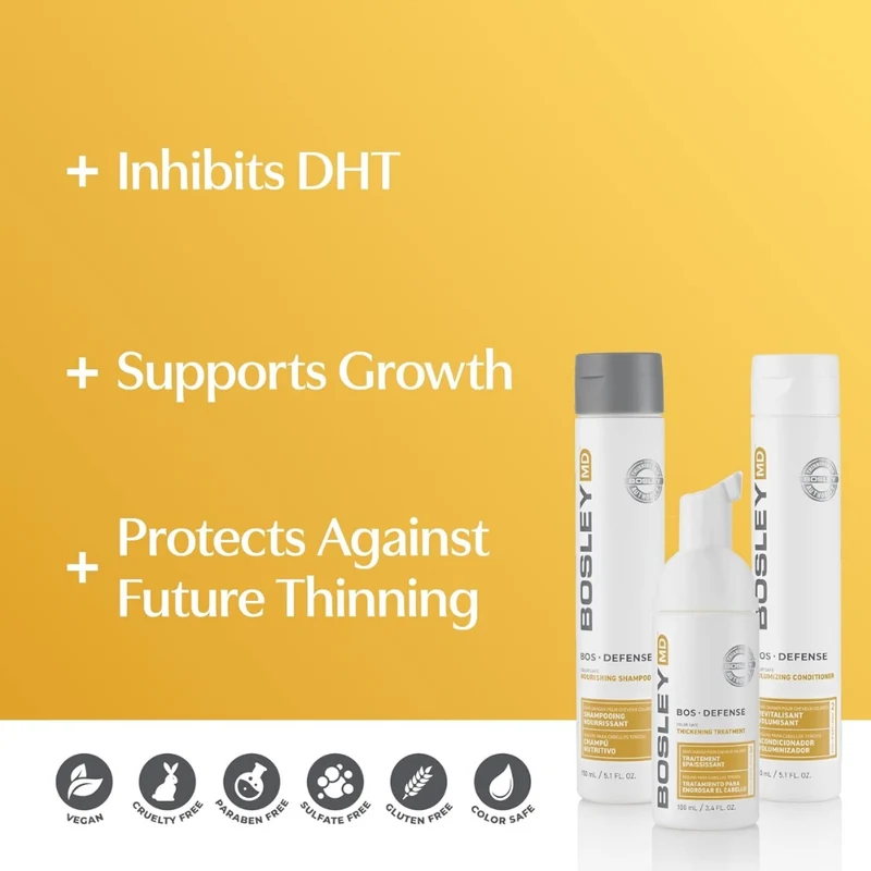 Trio de départ volumisant "BosDefense" shampoing, revitalisant et traitement - Pour cheveux normaux à fins (2x150ml/5.1oz, 100ml/6.8oz)