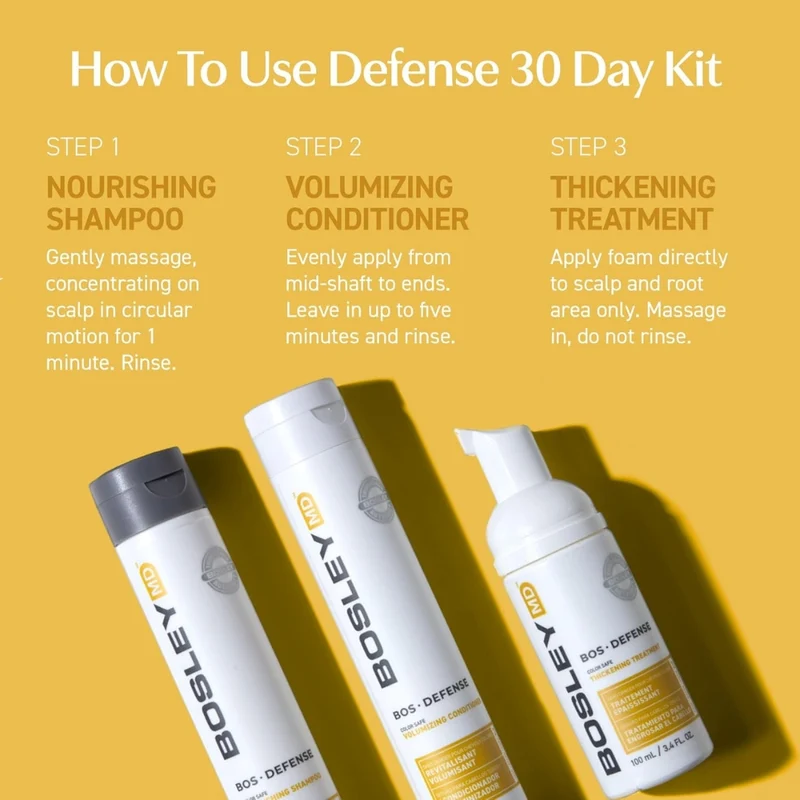 Trio de départ volumisant "BosDefense" shampoing, revitalisant et traitement - Pour cheveux normaux à fins (2x150ml/5.1oz, 100ml/6.8oz)