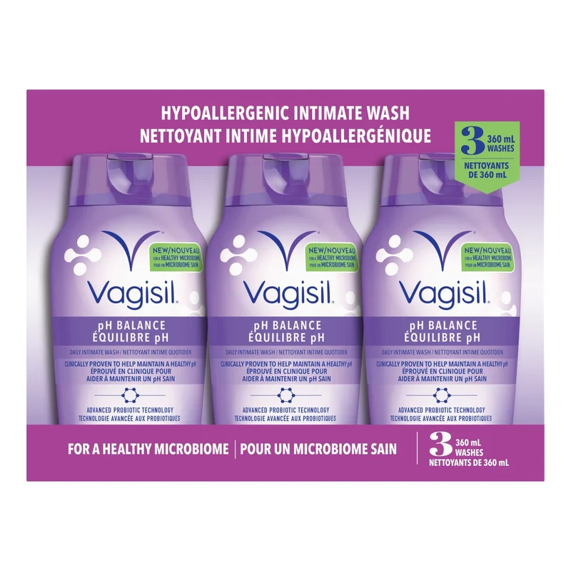 VAGISIL - Paquet de 3 Nettoyants Intimes Hypoallergéniques Équilibre pH