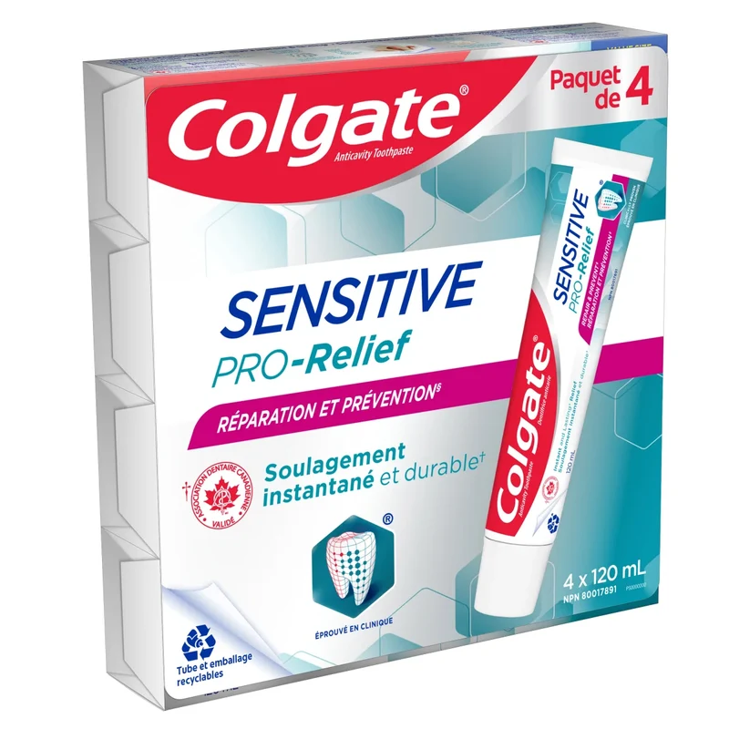 COLGATE - Paquet de 4 Dentifrices Sensitive Pro-Relief Réparation et Prévention