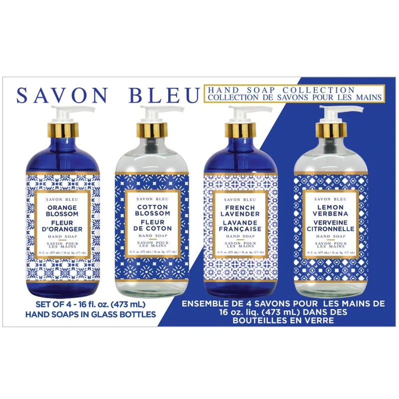 SAVON BLEU - Ensemble de 4 Bouteilles de Savons pour les Mains