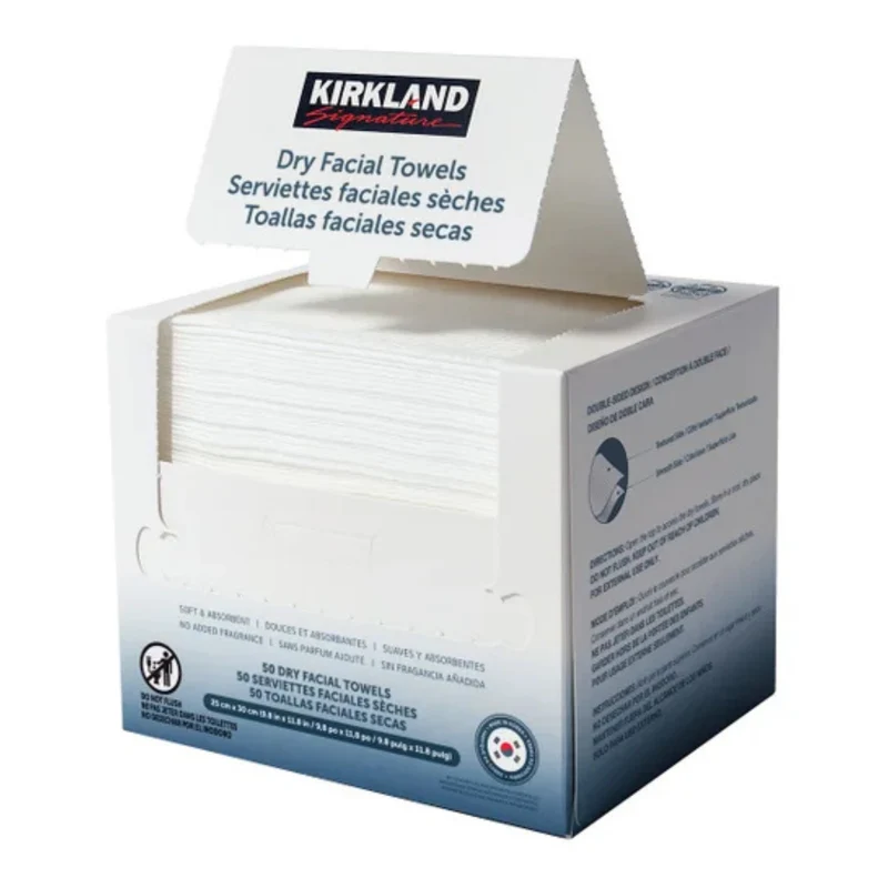 KIRKLAND SIGNATURE - Paquet de 50 Serviettes Faciales Sèches