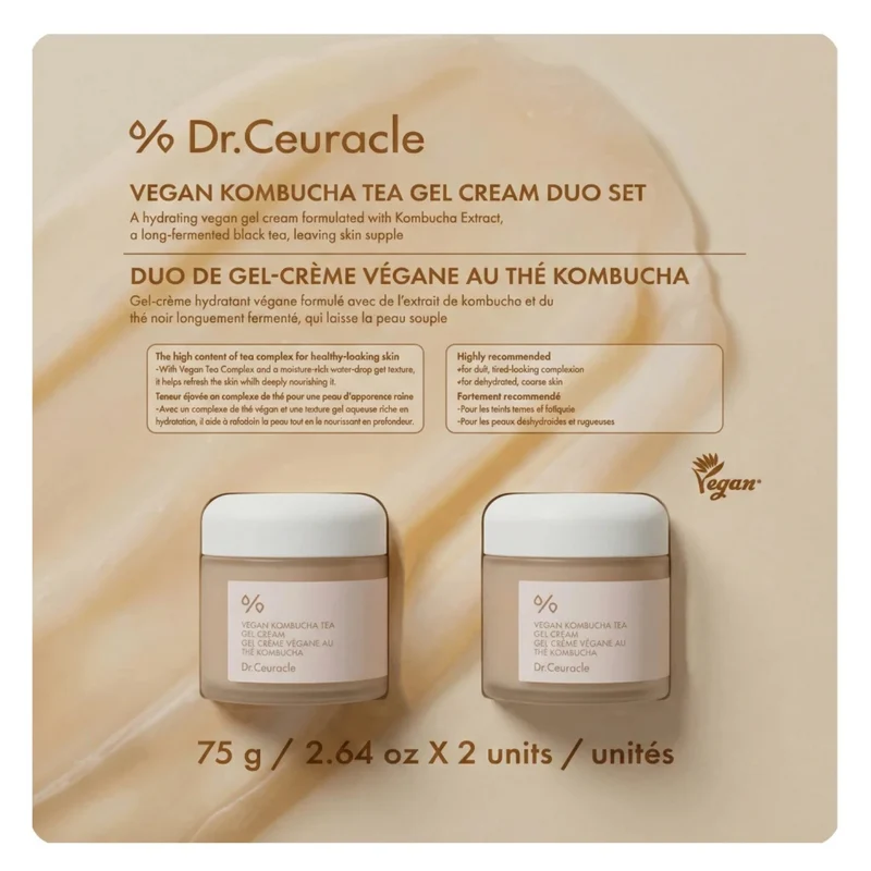 DR. CEURACLE - Paquet de 2 Gel-Crème Végane au Thé Kombucha
