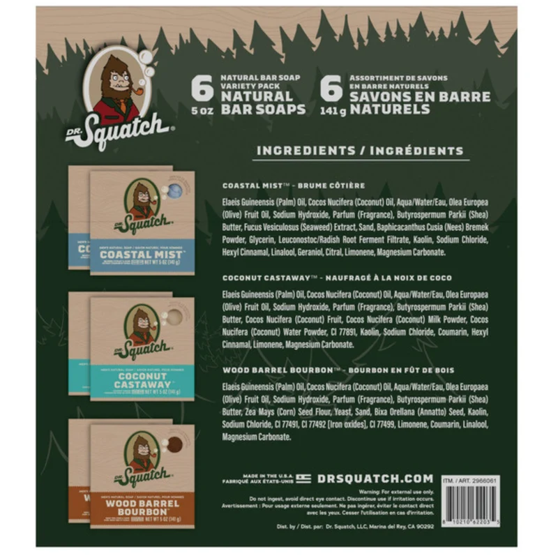 DR. SQUATCH - Assortiment de 6 Savons Naturels en Barre