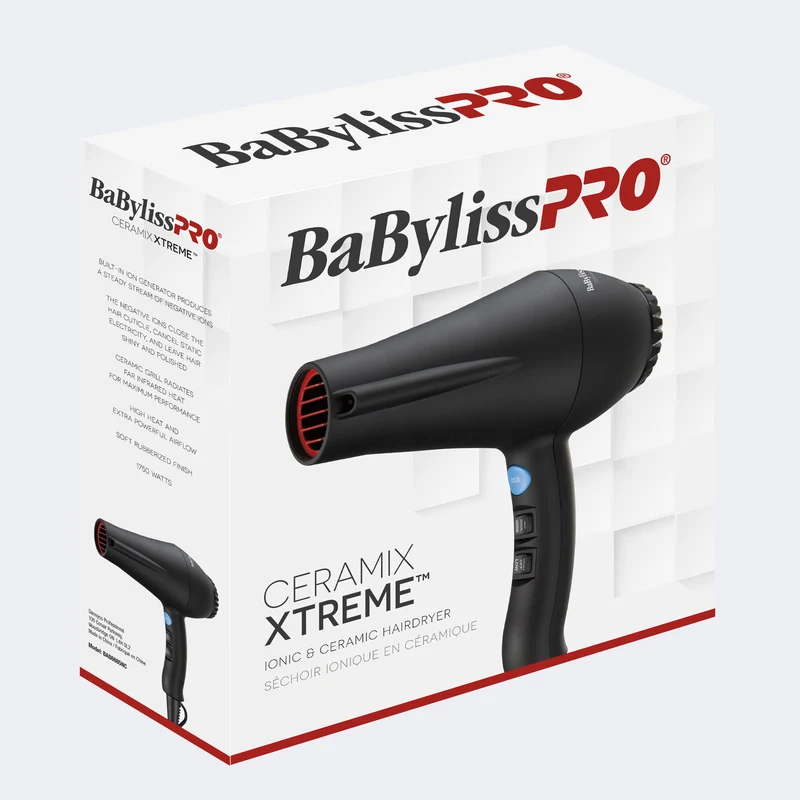 Séchoir à cheveux, ionique et céramique, noir, Babyliss Pro Ceramix Xtreme