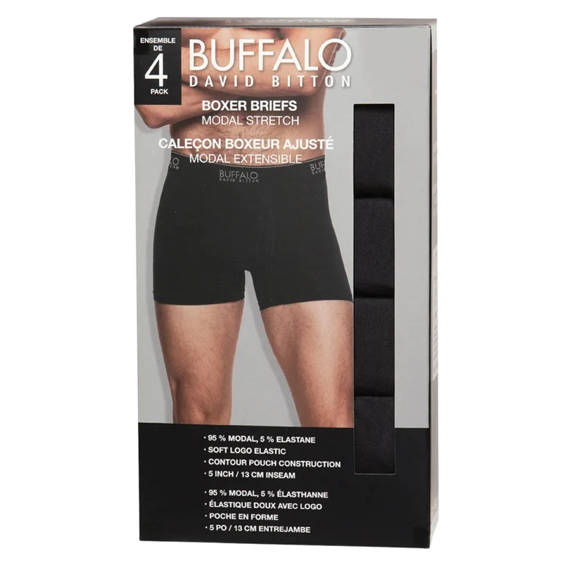 BUFFALO - Ensemble de 4 Boxers Ajustés pour Homme