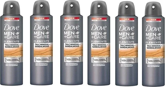 Dove Men + Care Deo Spray Talc Mineral Sandelwood - 6 x250ml,voordeelverpakking