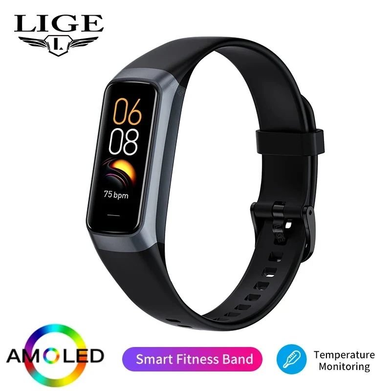 Montre Connectée AMOLED – Smartwatch Étanche avec Suivi Sport et Fréquence Cardiaque
