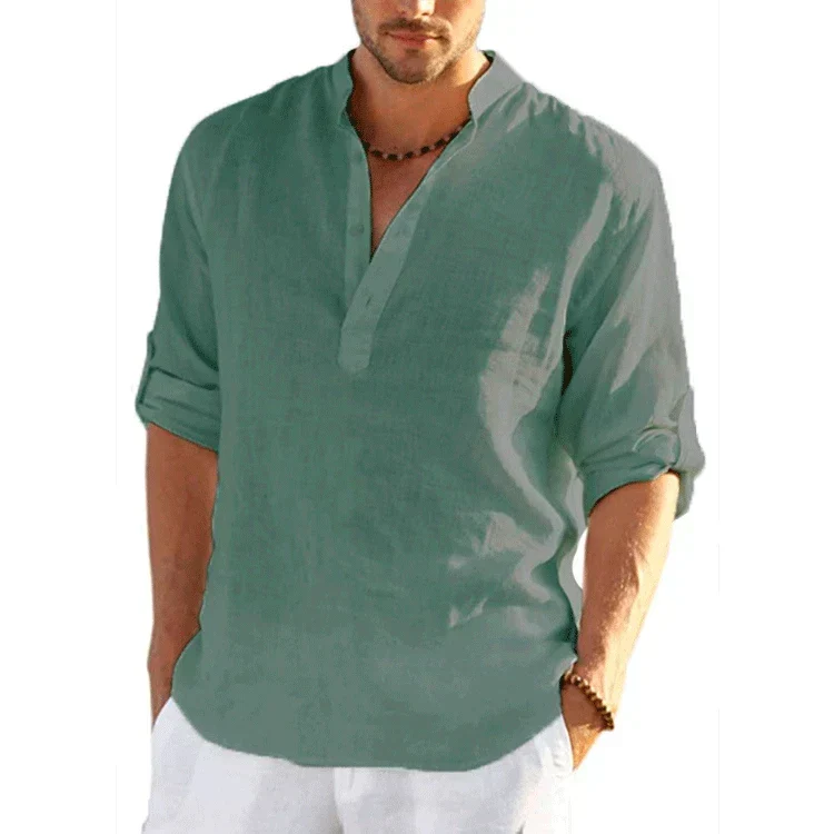 Chemise en Lin et Coton manches retroussées