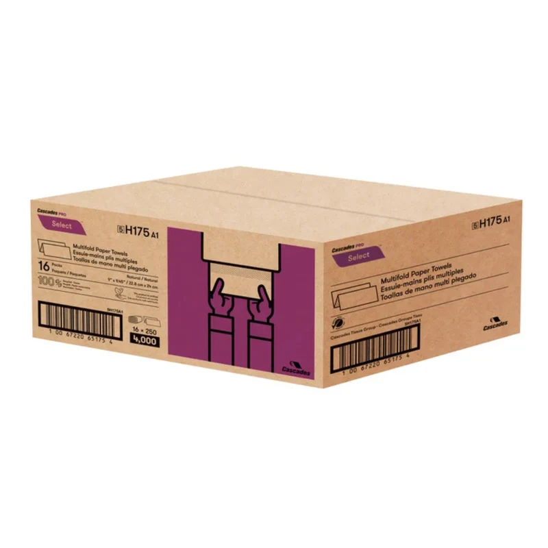 CASCADE PRO - 16 Paquets de Papiers Essuie-Mains à Plis Multiples