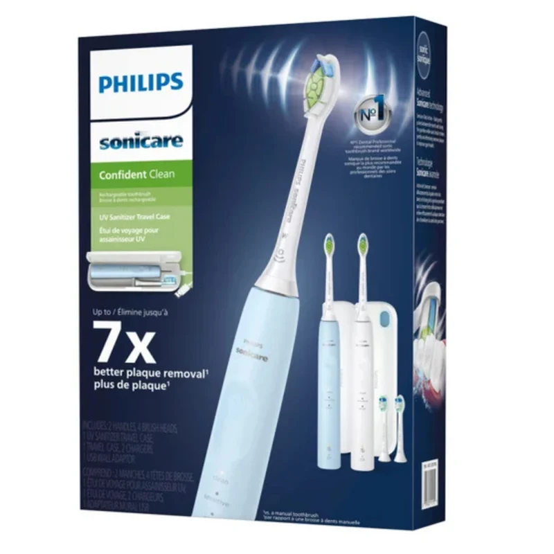 PHILIPS - Ensemble de 2 Brosses à Dents Rechargeables Sonicare Confident Clean *Boite Endommagée*