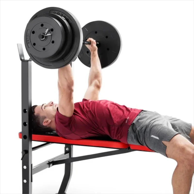 MARCY PRO - Banc de Musculation Standard avec Ensemble de Disques de 100 lb *Boite Ouverte*