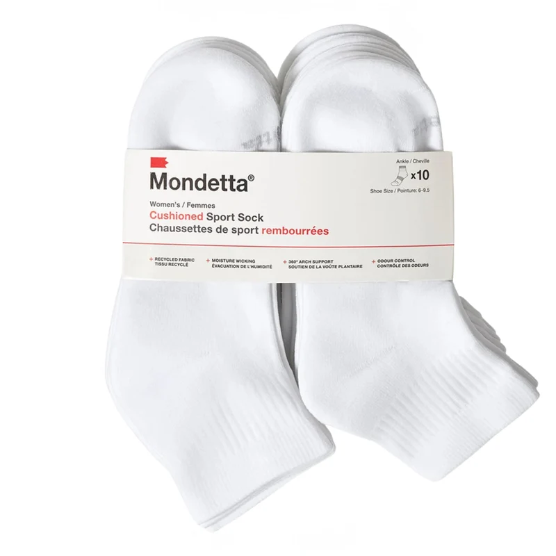 MONDETTA - 10 Paires de Chaussettes de Sport pour Femme