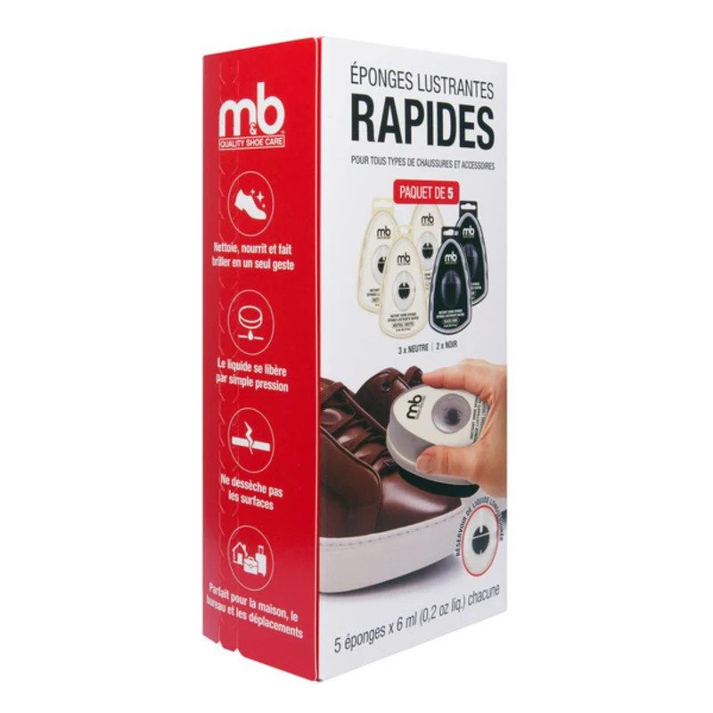 M&B - Éponges Lustrantes Rapides pour Chaussures et Accessoires *Boite Ouverte*