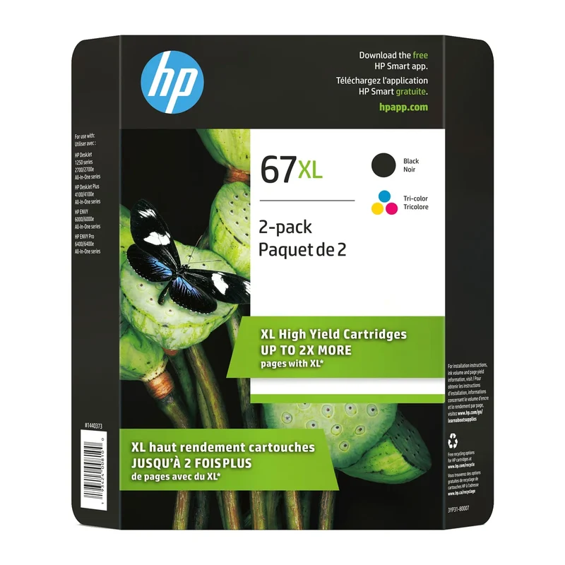 HP - Paquet de 2 Cartouches d'Encre 67XL