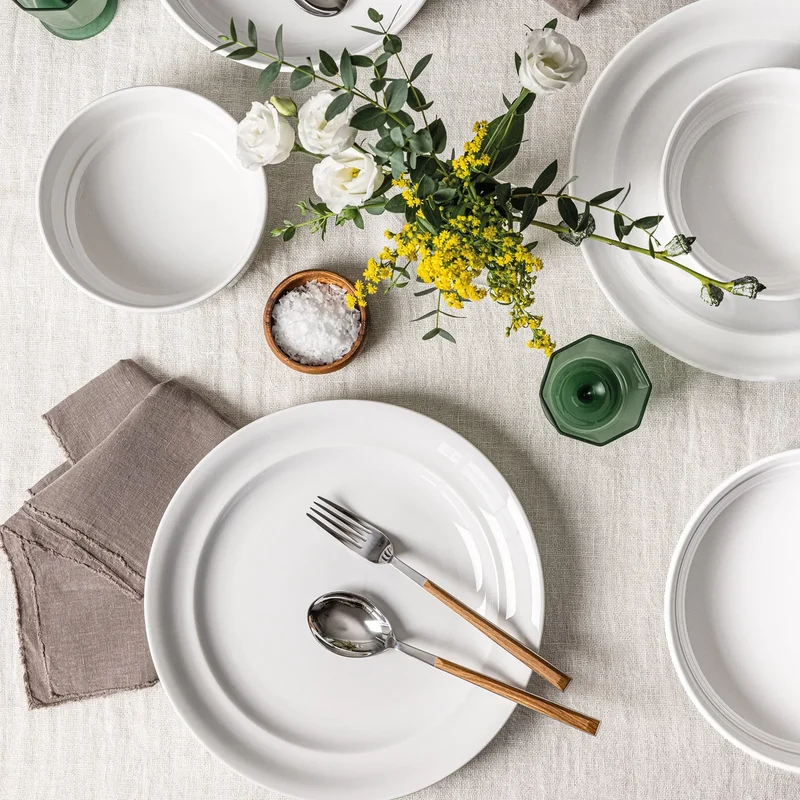 OVER & BACK - Service de Vaisselle de 12 Pièces en Porcelaine