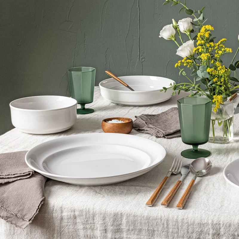 OVER & BACK - Service de Vaisselle de 12 Pièces en Porcelaine
