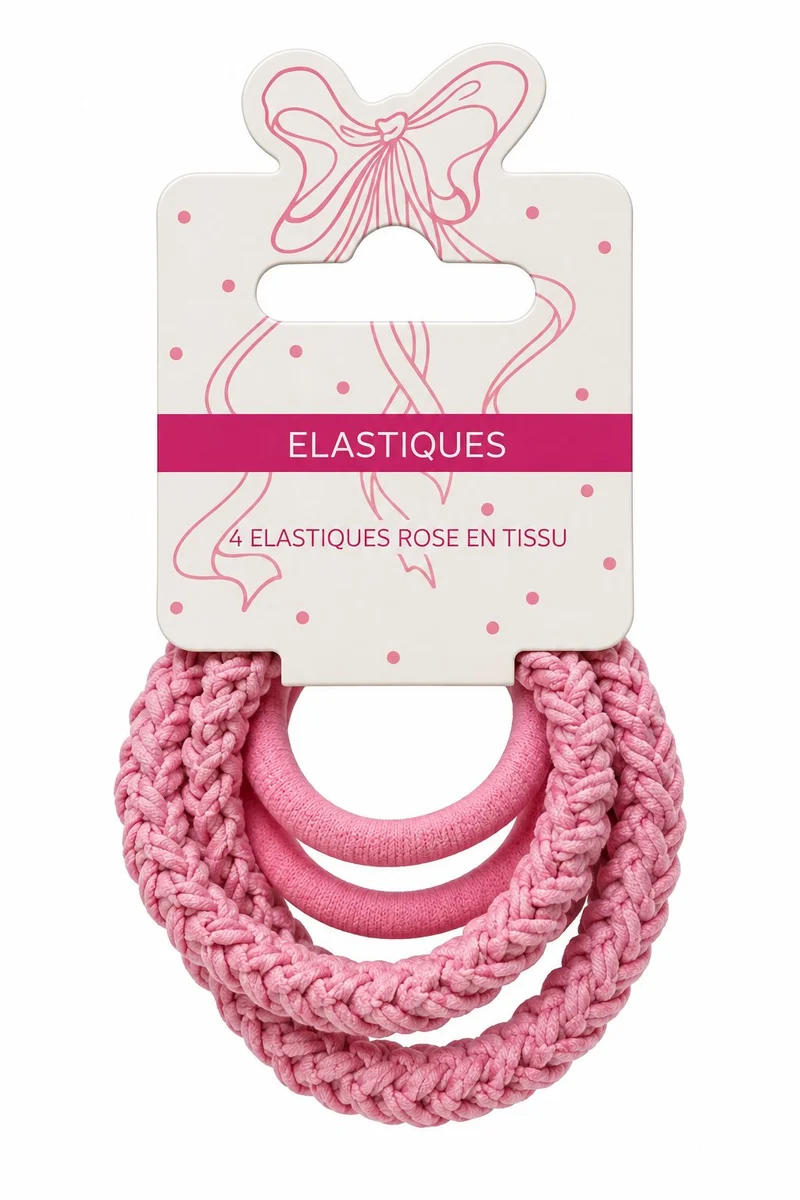 Lot de 4 élastiques roses en tissu