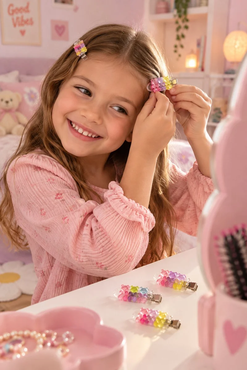 Lot de 6 barrettes clips oursons colorés