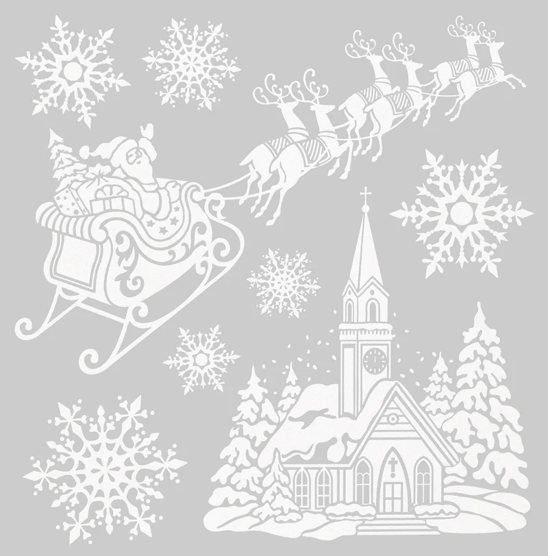 Stickers de Noël vitre à paillettes 0,1x30,5x31,5 cm