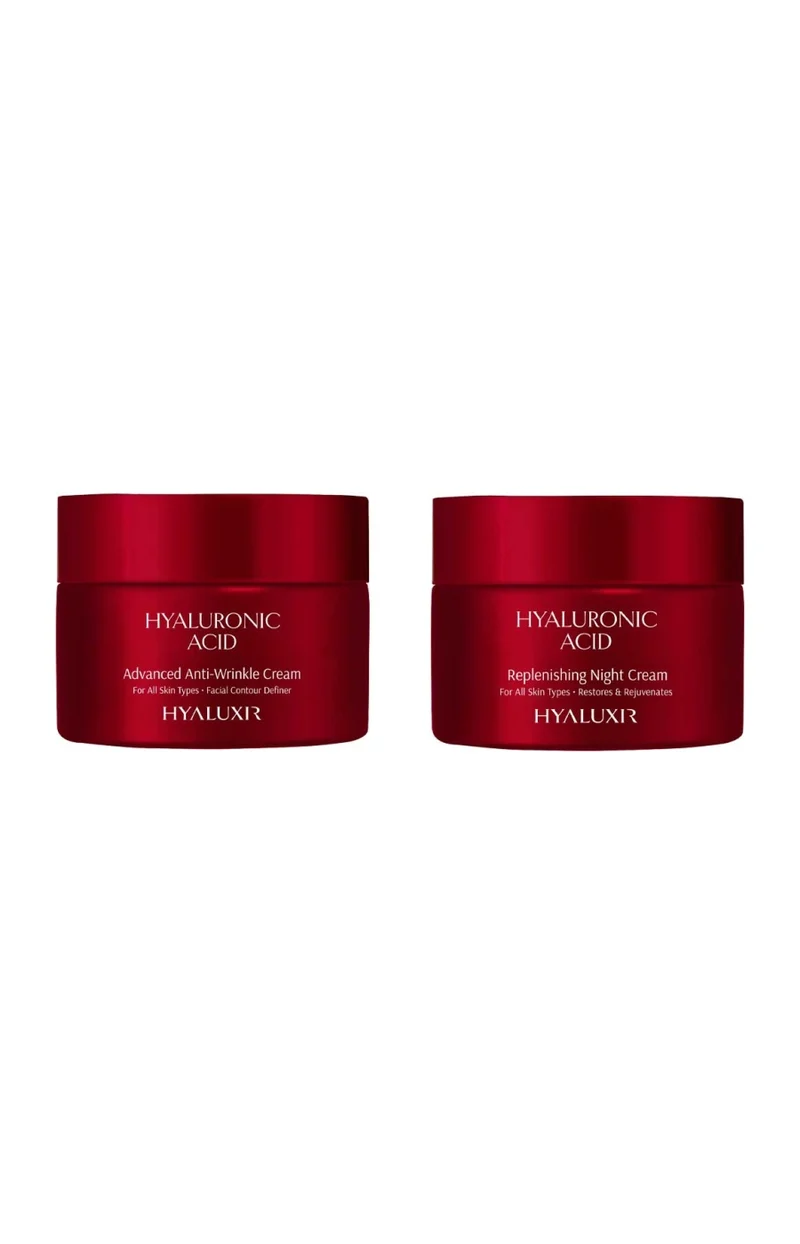 Crème anti-rides & crème de nuit régénératrice - Acide hyaluronique - Visage - 2 x 50 ml