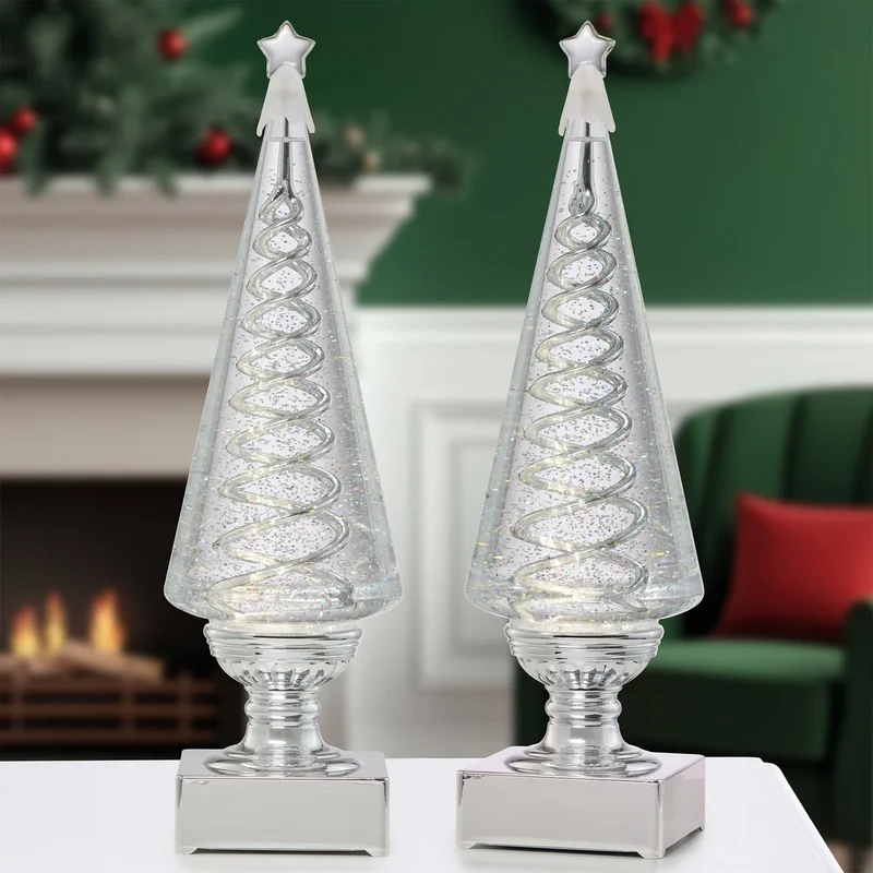 Ensemble de 2 Arbres en Spirale avec Lumières DEL