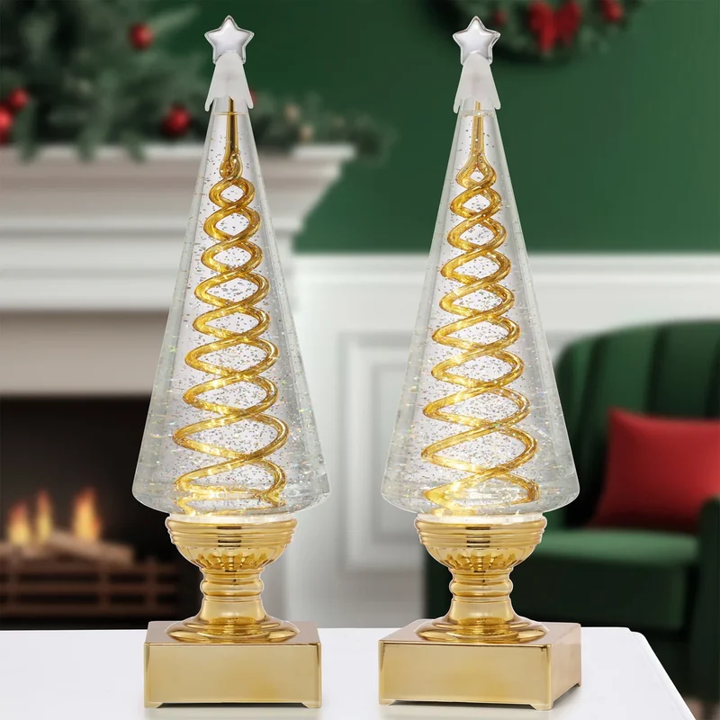 Ensemble de 2 Arbres en Spirale avec Lumières DEL