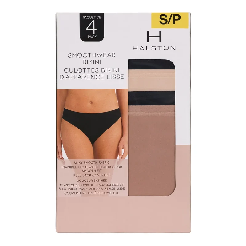 HALSTON - Paquet de 4 Culottes Bikini d'Apparence Lisse