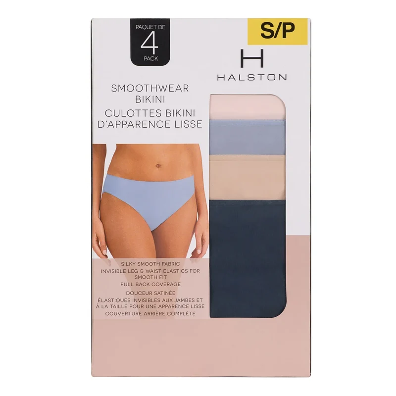 HALSTON - Paquet de 4 Culottes Bikini d'Apparence Lisse