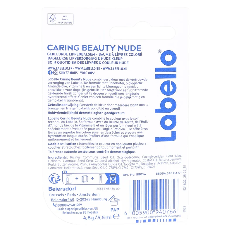 Soin des lèvres caring beauty nude 2 en 1